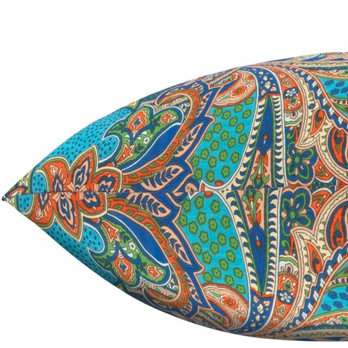 ATsense 2er Set Kissenbezug 60x60 cm - 100% Baumwolle, Dunkelblau Bunt Muster Kopfkissenbezug mit Reißverschluss… – Ansicht 6