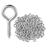 Eye Screws, 100Pcs 1 inches Screw Eyes Hooks, 304 Heavy Duty Screw Hooks, Self Tapping Eye Bolts, Indoor...