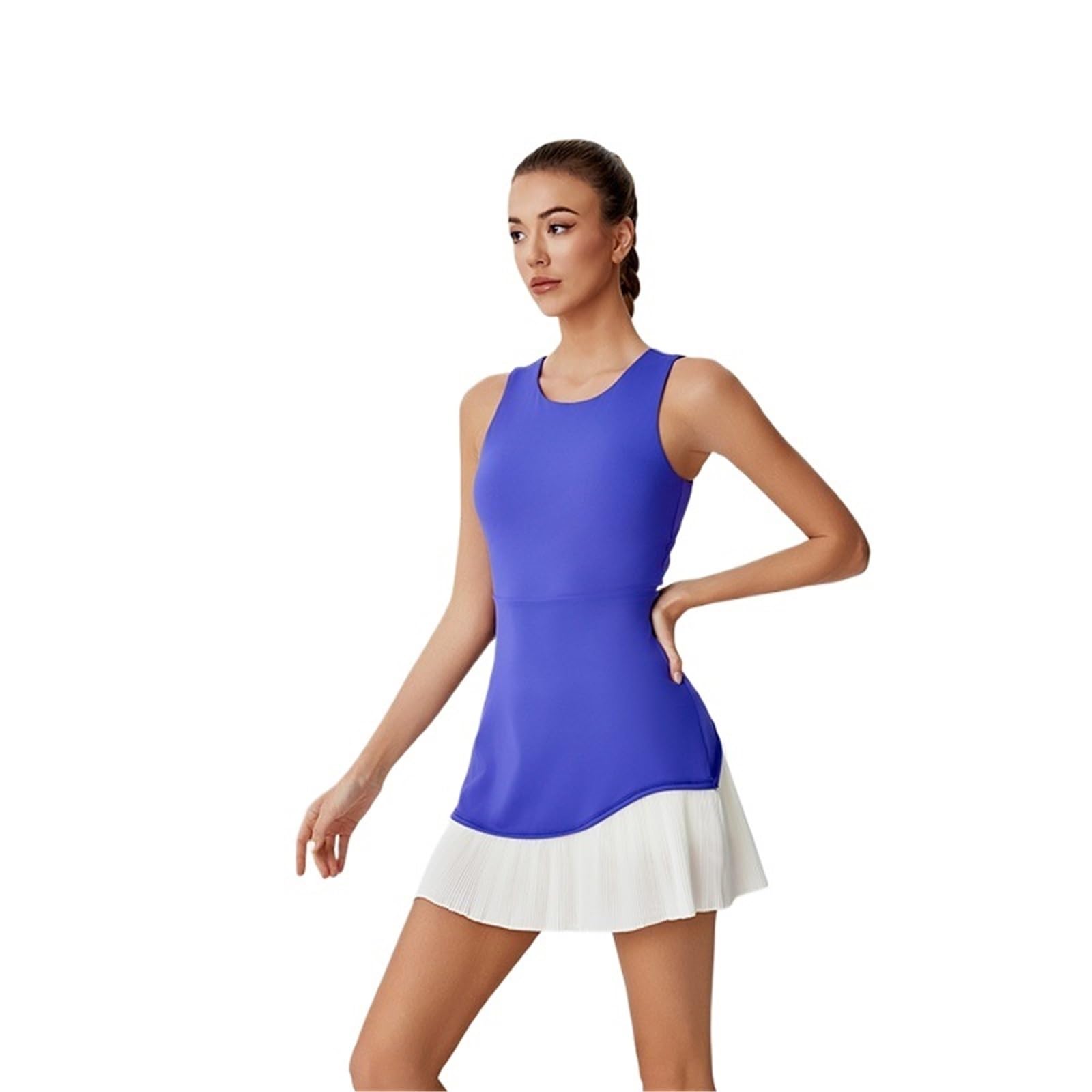 Vestito Tennis Donna Vestito da Tennis da Donna Plissettato, Estivo, con Schiena Traforata, Vestito Sportivo da Palestra, Corsa e Badminton per Tennis