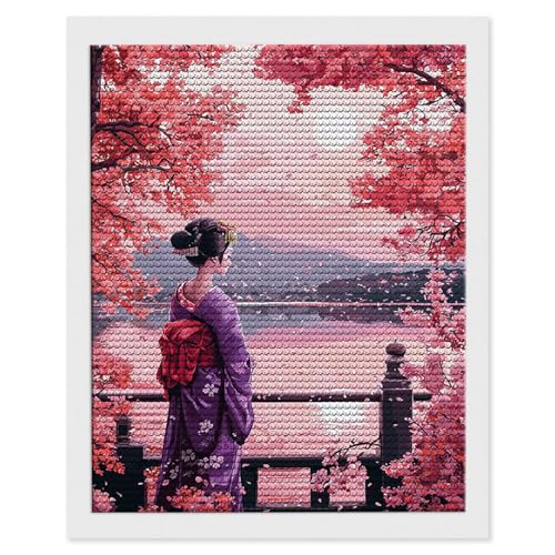 Diamond Painting Geisha Sakura 50x70 cm | Broderie Diamant Complet