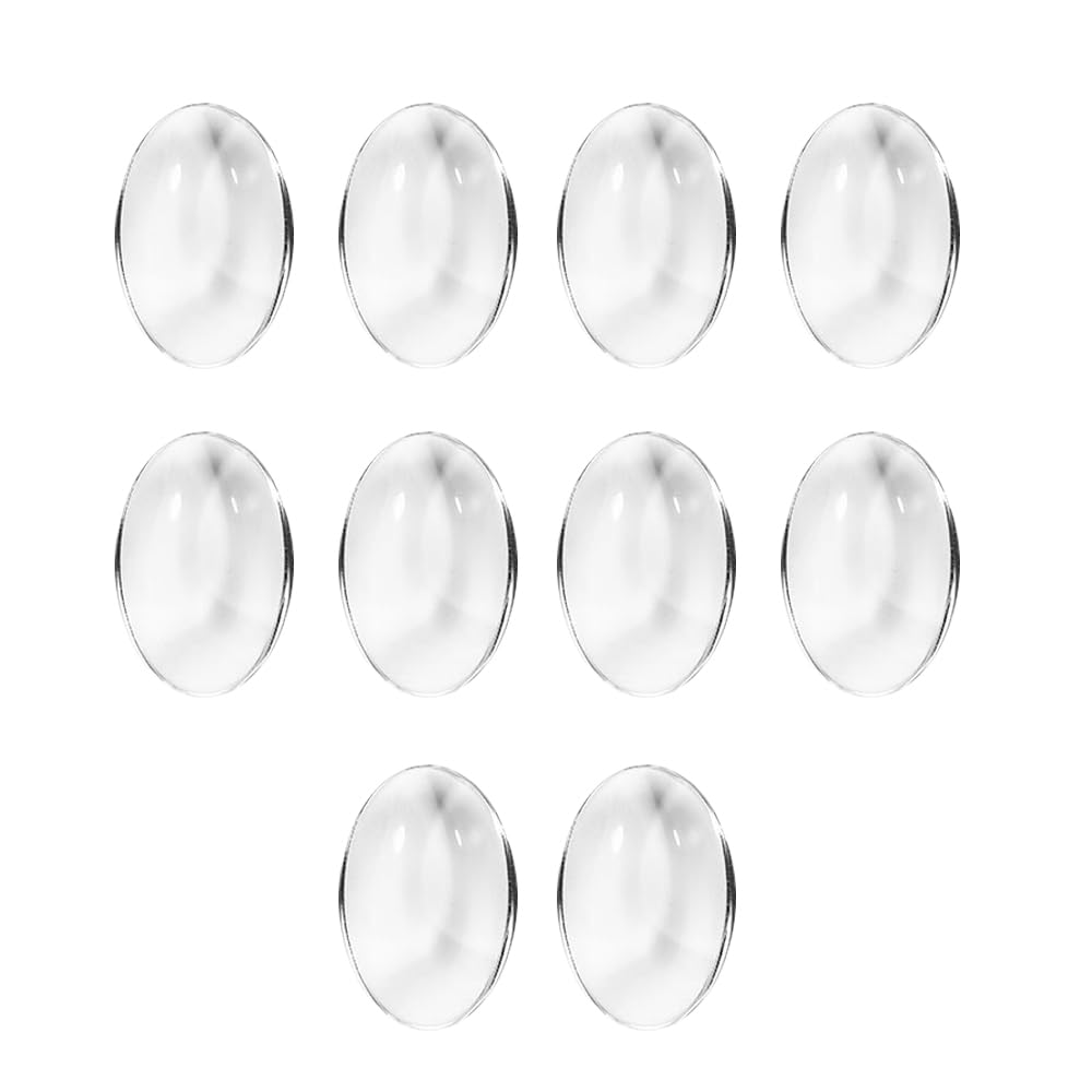 Vokenforu 10Pcs Clear Oval Glass Cabochons 20x30mm Flat Back Glass Dome Tiles for Photo Pendant Crafts Making