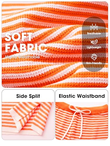 EXLURA Women's Sleeveless Sweater Set 2 Piece Outfits Striped Crewneck Knit Tank Tops and Shorts Summer Sporty Lounge Sets — view 6