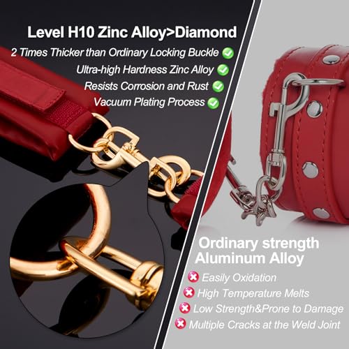 Image of Sex Bondage BDSM Kit Restraints - UTIMI 4PCS Sets with Adjustable Handcuffs Ankle Cuff Fetish Adult SM Games Sex Toys for Couple Beginner, Red