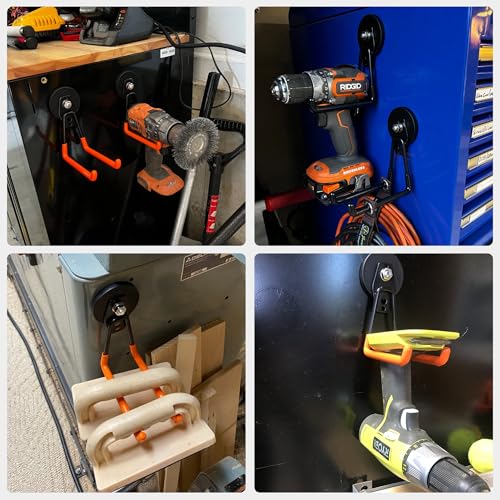 Image of MUTUACTOR Magnetic Hooks,2PCS Storage Magnetic Hooks Heavy Duty,Anti-Scratch Magnetic Mounting Garage Magnet Hooks for Organizing Power Drill,Garden Tools,Hose,Tool Chest,Steel Pegboard,Workshop