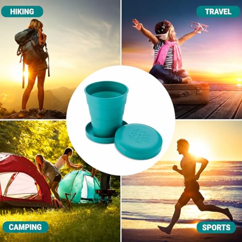 Image of Foldable Travel Glass | Collapsible Folding Travel Cup with Lid | Portable Silicone Drinking Glass | Leakproof & Reusable Cup for Traveling, Camping, School & Outdoor Use (Pack OF 1)