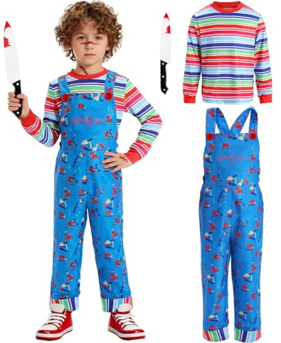 Creepy Doll Costume for Kids Horror Killer Shirt...