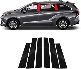 6pcs Black Car Window Center Pillar Stickers for Toyota Sienna(2022-2024) - Plastic, Window