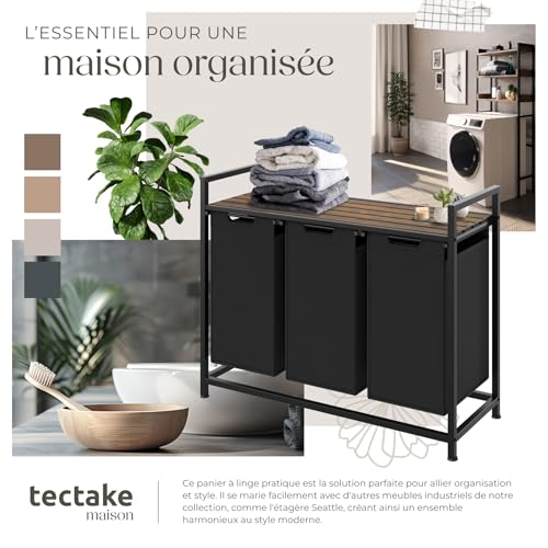 Panier à linge style industriel avec 2 ou 3 compartiments extensibles - vue 6