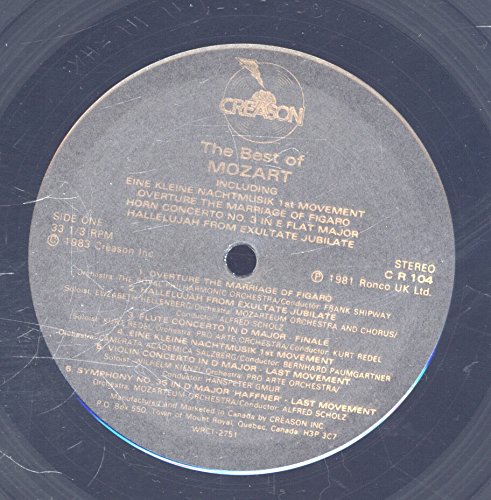Wolfgang Amadeus Mozart - The Best Of Mozart - Ronco - RTL 2084 B