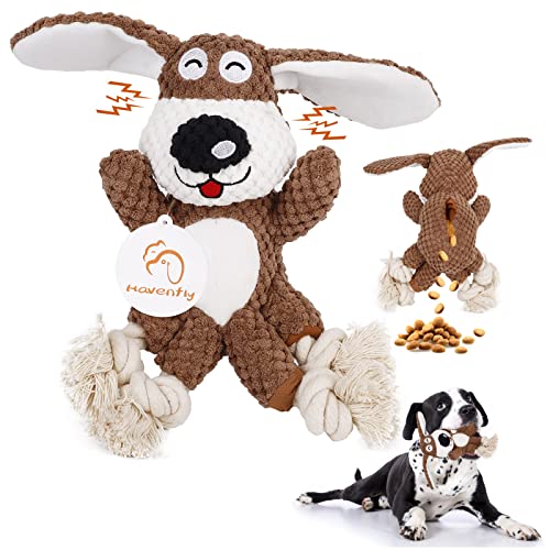 Havenfly Hundespielzeug für Welpen, 5-in-1, interaktives Quietschspielzeug mit Baumwollmaterial und Knisterpapier für Welpenzahnen und langsames Füttern Cover