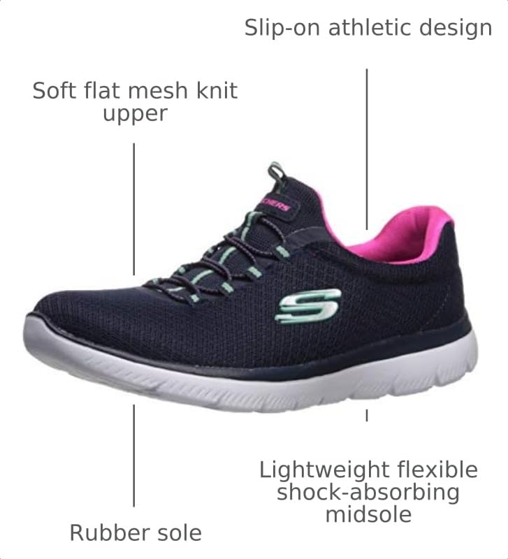 Image of Skechers Women's Summits Sneaker | Memory Foam cushioned comfort insole, Machine washable, Lightweight flexible shock-absorbing midsole, Bungee Slip-on
