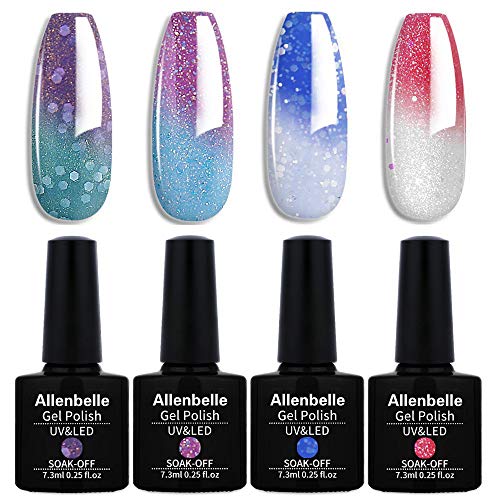 Allenbelle Color Changing Nail Polish Gift set Color Changing Gel Polish Set Mood Soak Off Uv Led Gel Nail Polish (051)