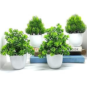 YTC Artificial Plants for Home Decor | Pack of 4 | (2 Grass & 2 Green Plant)