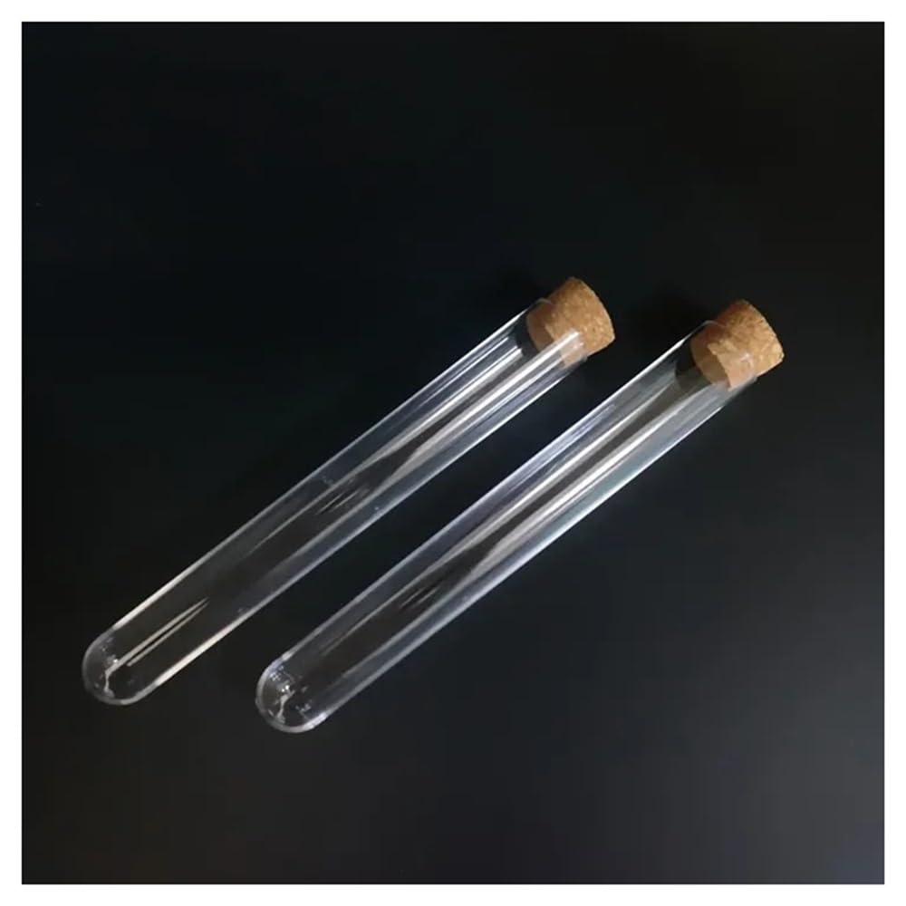 Instrumentos y Equipos de Laboratorio Tubos de ensayo de plástico transparente de fondo redondo con tapón de corcho for cristalería de laboratorio, de 10 a 100 unidades, de 20 x 150 mm.(100pcs)