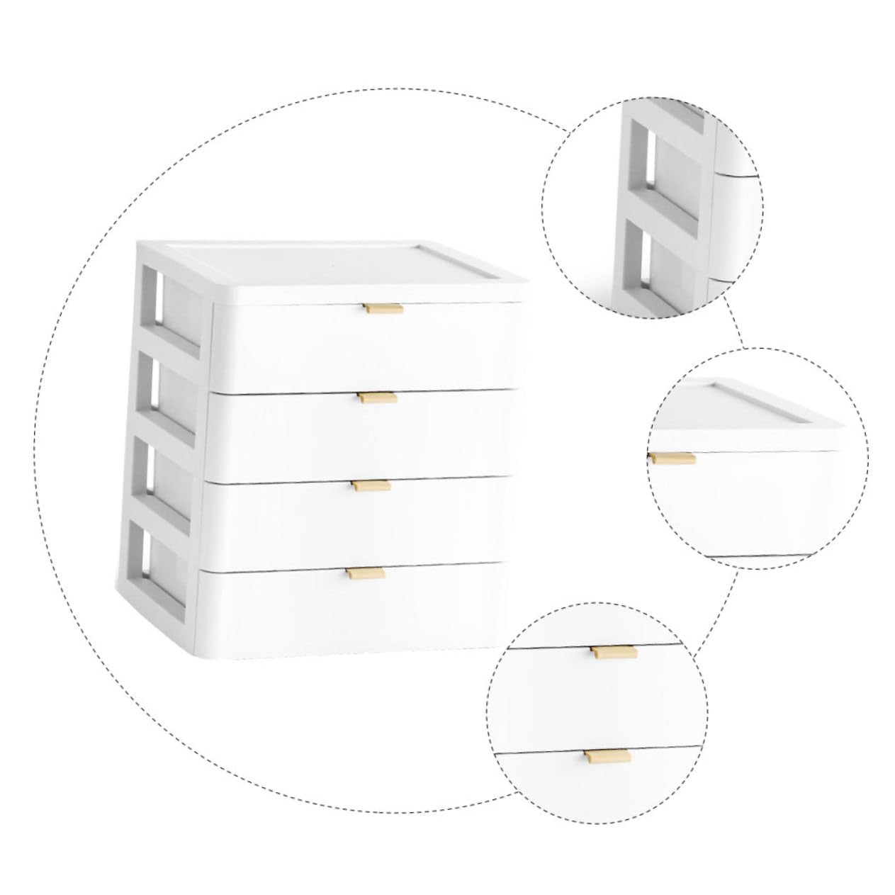 Boîte de Rangement à Tiroirs Multi-couches pour Cosmétiques en Pp Blanc
