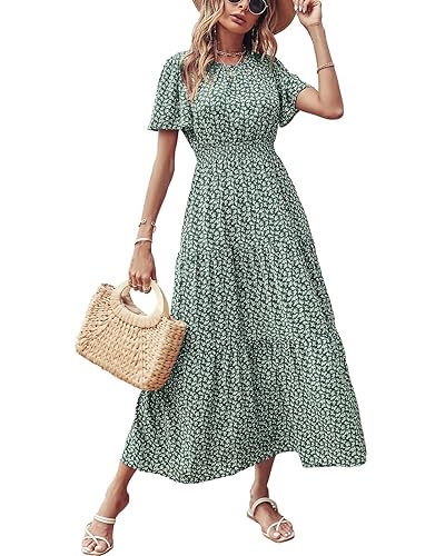 Image of PRETTYGARDEN Women's Casual Smocked Boho Floral A-Line Maxi Dress 2026