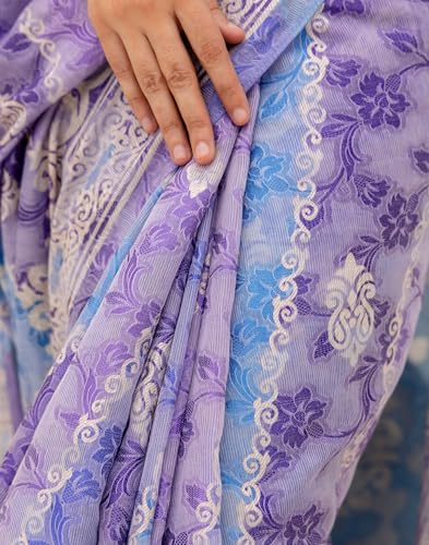 Image of SIRIL Women's Cotton Printed Weaving Saree With Unstitched Blouse Piece
