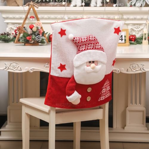 Housse de chaise de Noël élan et motif Père Noël pour repas de fête - 8
