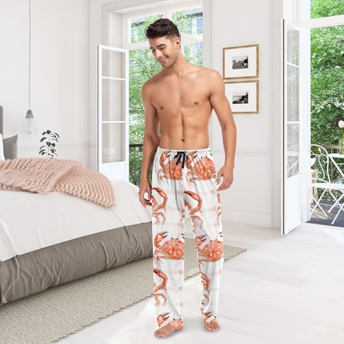 Men's Pajama Pants Crabs Checkered Pattern Sleep Bottoms Lounge Sleepwear with Pockets Drawstring2