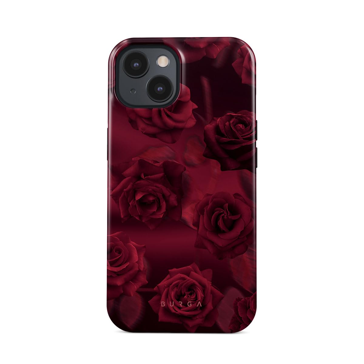 BURGA Phone Case for iPhone 14 - Cute, Trendy, Aesthetic, Pattern Phone Cover, Hard Shell Protection - fits Apple iPhone 14 Case for Women and Men, Red Roses Dark Floral