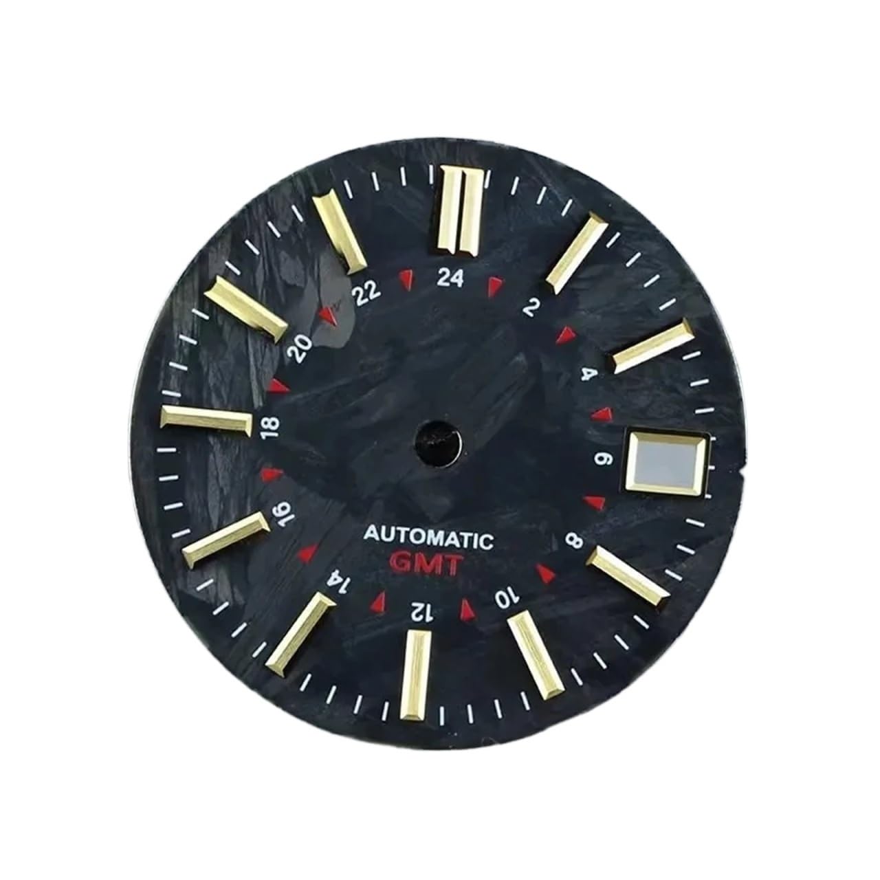 Cadran montre carbone NH34 motif noir index dorés pour un style quotidien élégant