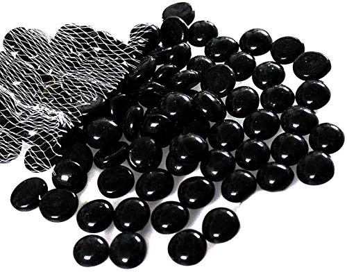 ARSUK Guijarros, Cuentas de Vidrio y Guijarros, Pepitas de Vidrio, Gemas de Forma Redonda, Piedras decorativas para jarrones, acuarios, velas flotantes (200piezas / 1 kg de Guijarros Negro)