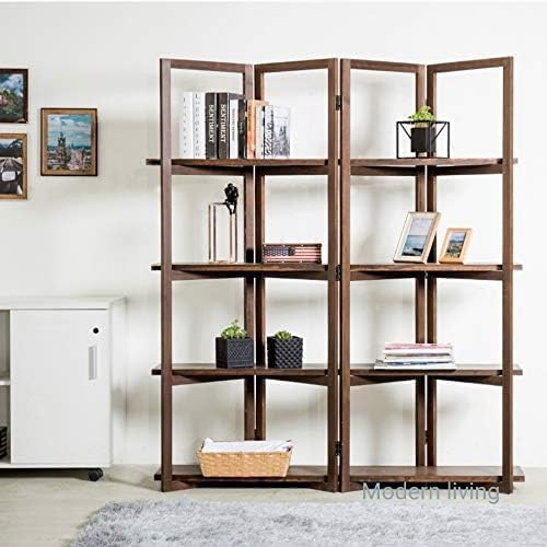 Wooden Divider Partition Versatile Privacy Screen for Living Room Room Divider (6 Feet 4 Panels with 3 Shelves) for Living Room/Bedroom/Office/Restaurant (Brown)-image-33