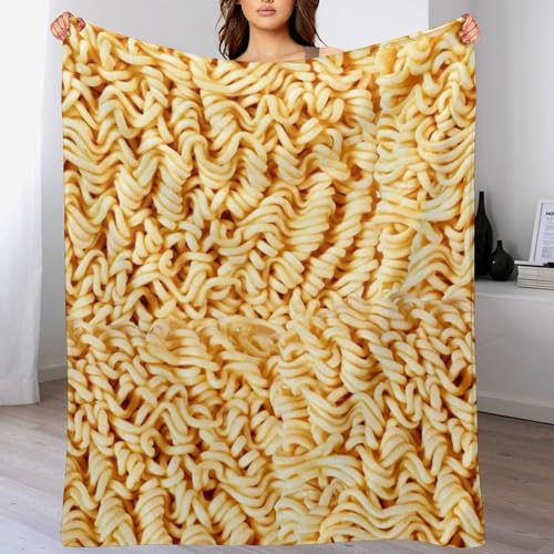 Manta de fideos Ramen para adolescentes, niños, niñas y adultos, suave, cálida, acogedora, divertida, de peso medio, manta de franela para sofá, cama, camping, viajes, decoración del hogar, 40 x 50