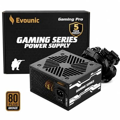 Evounic Power Supply 650W,ATX PSU,80 Plus Bronze Certified, 5 Year Warranty