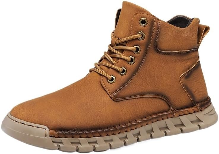 Shoes Men's Warm High-top Non-Slip Leather Boots Comfortable Thick-Soled Lace-up Oxford Shoes Men Versatile Casual Shoes for Travel Outdoor Activities