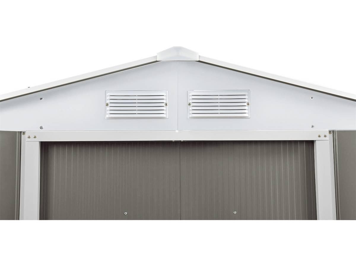 Habitat et Jardin Abri de Jardin en Métal Cabanon de Jardin en métal Dallas, 5.29m², Acier Galvanisé, Taupe/Blanc, 191 x 277 x 202 cm