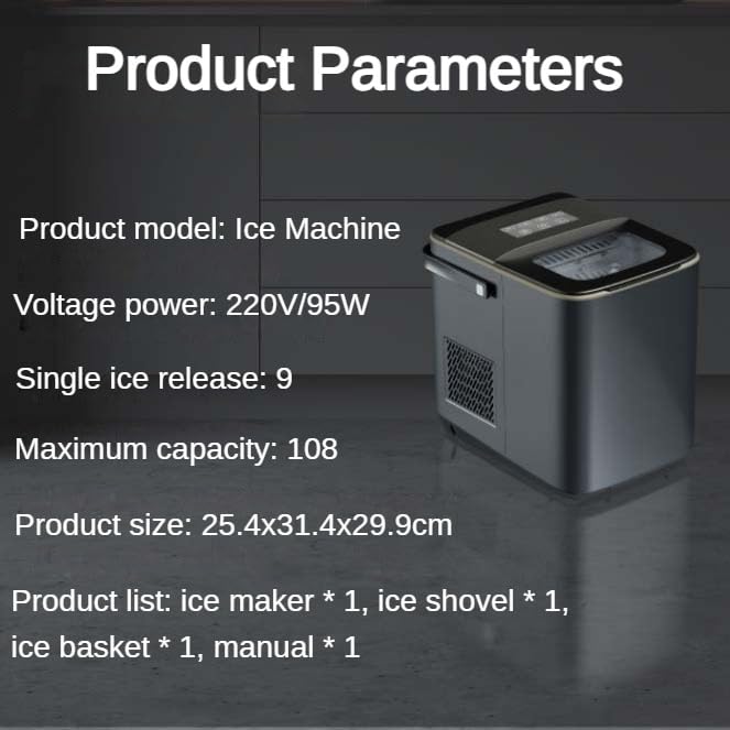 Automatic Ice Maker, 6-Minute Rapid Intelligent Fully Automatic Bullet Ice Block Making Machine, Suitable for Dormitories, Offices and Outdoor Activities