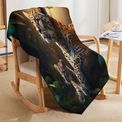 Manta cálida de microfibra de leopardo para tardes de sofá y película en invierno 5