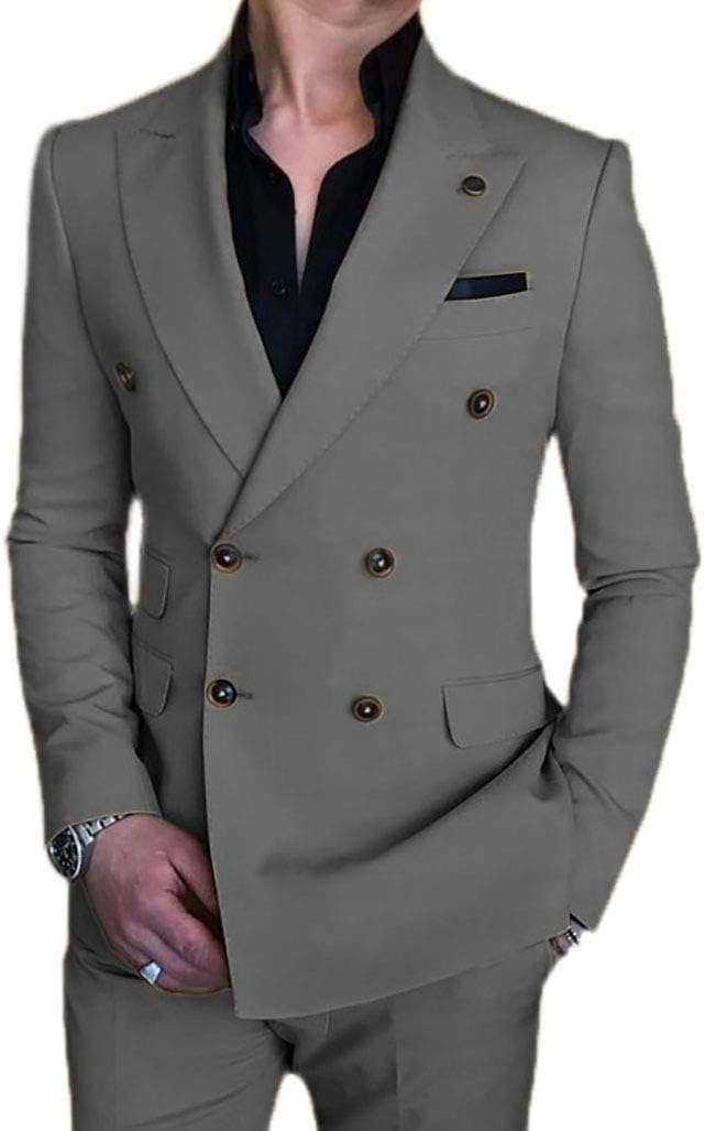 Men's 2 Pieces Suit Slim Fit Tuxedo Jacket Solid Waistcoat Pants Set