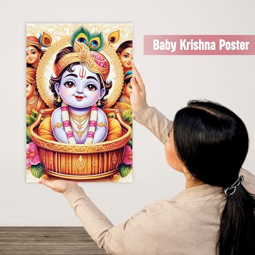 Image of Twinster Bal krishna Posters Photo for Pregnant Women, Baby Poster Self Adhesive (Size 45 cm by 30 cm) Pack of 1 (Design 6)