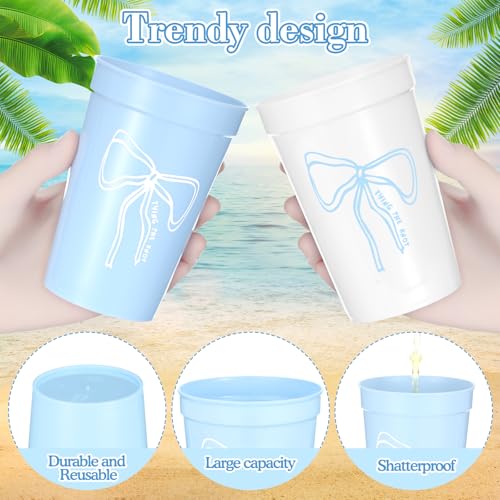 Image of Yungyan 24 Pack Bachelorette Party Plastic Cups Bulk 16oz, Bow