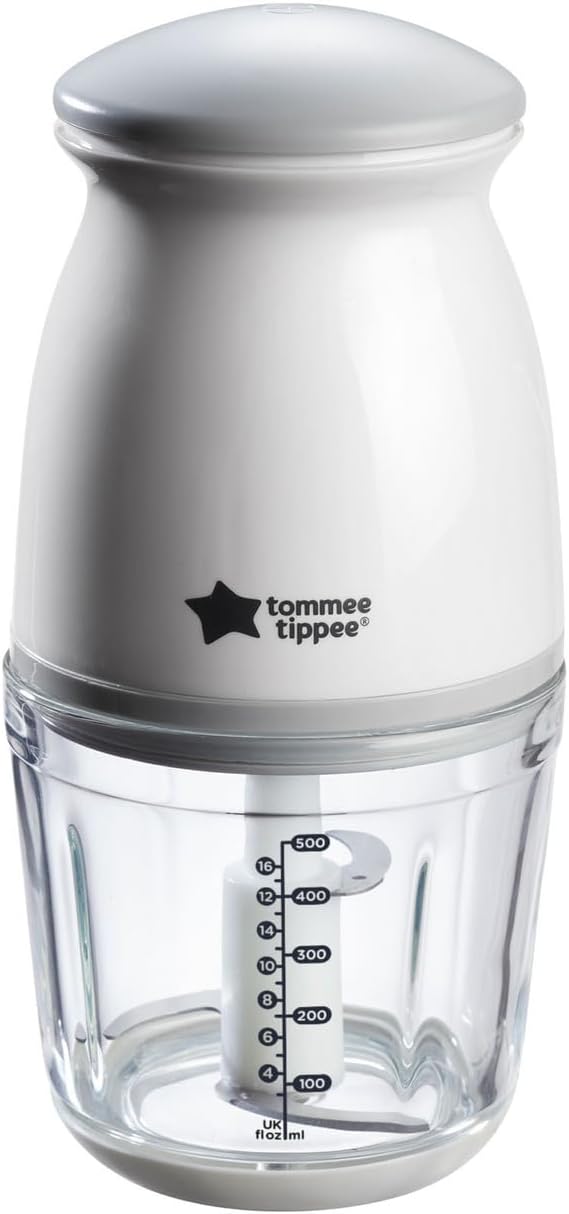 51HfckBOZfL._AC_SL1500_ Tommee Tippee Quick-Chop Mini Baby Food Blender and Chopper for all Stages of Weaning, Durable Glass Bowl and Stainless Steel Blades, 500ml Capacity, 200W Motor, White and Clear, 1.0 count (447851)