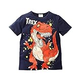 Babytree Baby Boys Short Sleeve T-Shirts Jurassic Dinosaur Tyrannosaurus Rex Tee Tops Navy