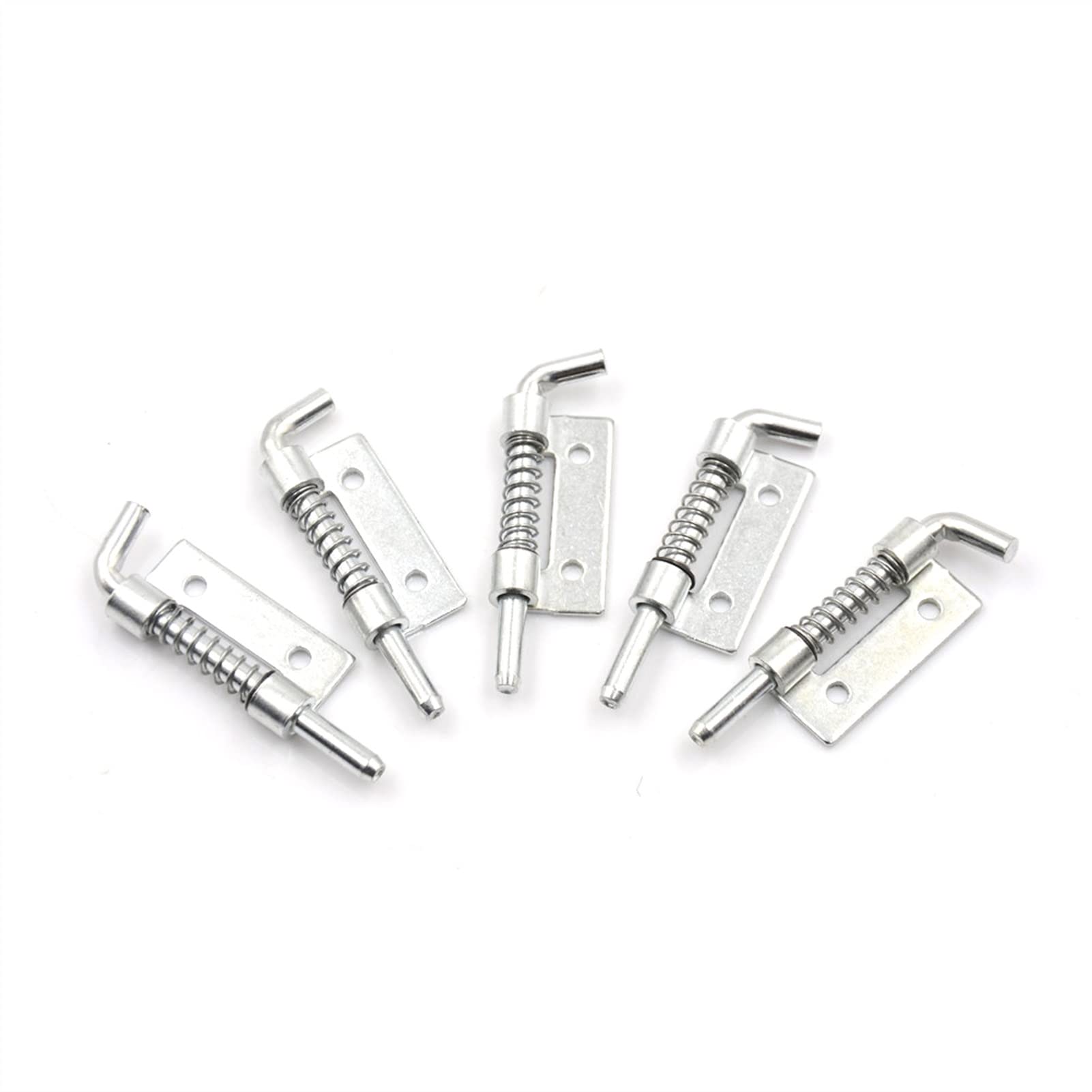 Chiavistello scorrevole Serratura for porta, chiavistello for cancello, 5 pezzi / lotto Catenaccio di sicurezza in metallo caricato a molla in argento Chiavistello a molla Chiusure a molla Pulsante ha