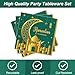 Foxercases 48Pack Ramadan Mubarak Party Supplies Taableware Set Include 24 Ramadan Eid Mubarak Plates 24 Napkins for Ramadan Eid Mubarak Decoration (Green)