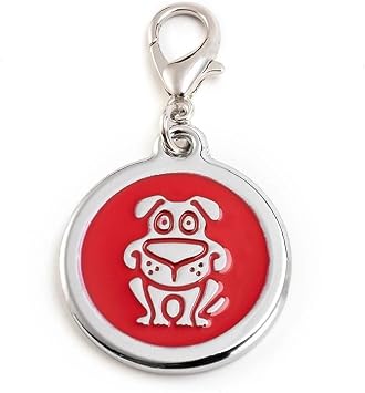 Personalized Funky Dog Design Pet ID Tags with Quick Tag Clip - Happy pet ID Tags, Puppy Name tag, Dogs ID tag, Laser Engraved pet Tags, Dog Name tag, Custom pet Name tag Red, Small