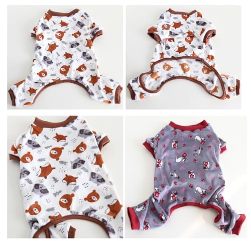 Fat Dog Pyjama, französische Bulldogge, vierbeiniger Schlafanzug, weiche Baumwolle, Mops-Overall, Einteiler, Kostüm für Katzen, Welpen, kleine und mittelgroße Hunde, Größe XL, Braun