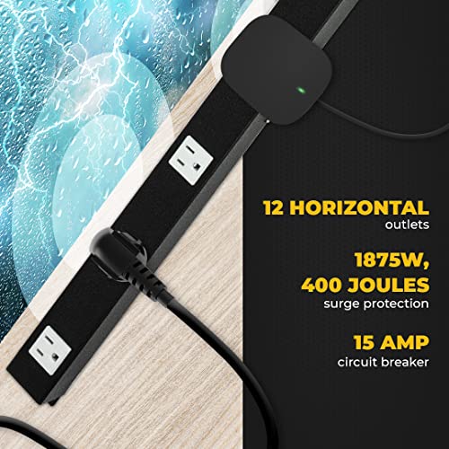 12 Outlets 6 Feet Power Cord 4 Feet Body Opentron Ot4126 Heavy Duty Metal Surge Protector Power Strip With Mounting Parts - Free End Caps For Shipping Protection Only #TOP3