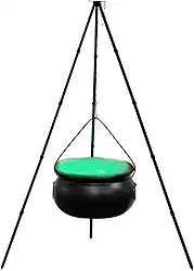 Caldeirão de bruxa grande para Halloween, altura 78/130 cm, caldeirão de Halloween, caldeirão de bruxa grande sobre tripé, tigela de plástico preta decorativa (78 cm)