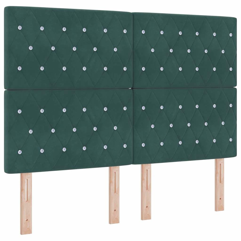 Cabecero de cama LED de 144 cm, color verde oscuro, RGB, altura regulable, 118/128 cm, madera maciza de pino tapizado, panel de pared para jóvenes y adultos