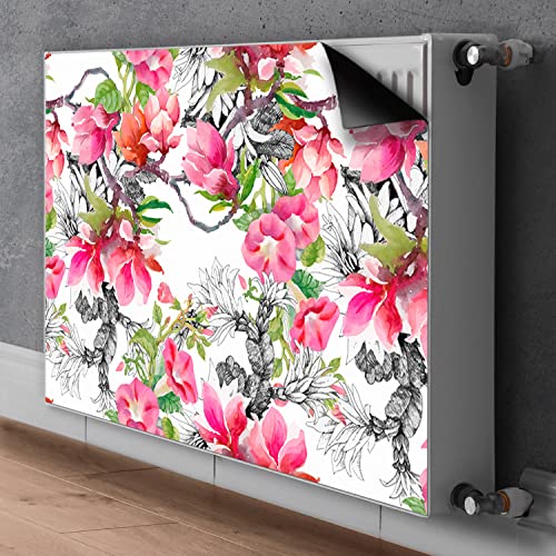 Cache Radiateur Magnétique Rose 90x60cm Fleurs Aquarelles