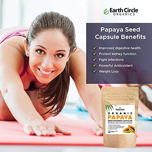 Organic Papaya Seed Powder Capsules - Contains Papain & Other Enzymes - Helps Promote Digestion & Nutrient Absorption, Powerful Antioxidant for Gut & Liver Support