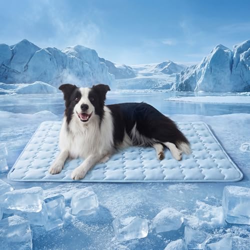 Bedsure Cooling Dog Mat Extra Large, Q-Max>0.5 XL Thin Breathable Cold Crate…