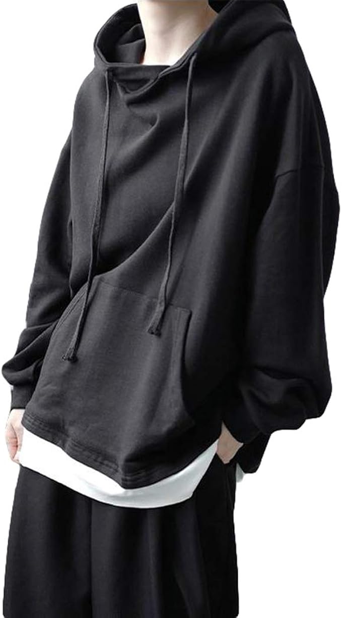 Amazon Mlboss 秋服 メンズ パーカー フード付き 長袖 スウェットパーカー ゆったり プルオーバー 重ね着風 ポケット付き おしゃれ ビックパーカー オーバーサイズ ストリート系 黒パーカー トレーナー パーカー 通販
