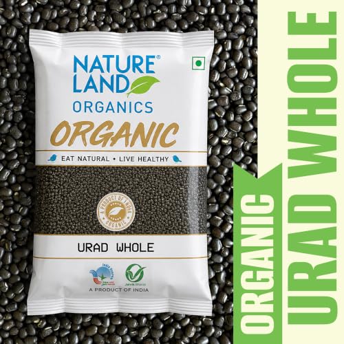 Image of Natureland Organics Urad Whole /Sabut /Urad Kali Daal 500 Gm - Organic Healthy Pulses